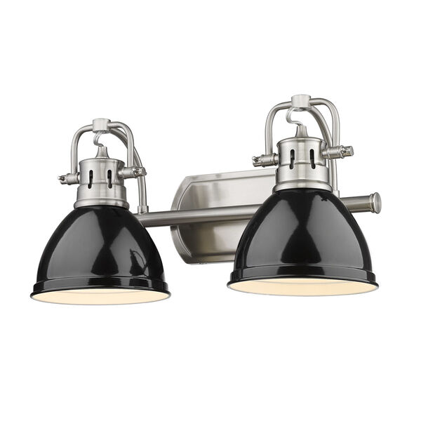 Duncan Pewter Two-Light Bath Vanity with Black Shades, image 1